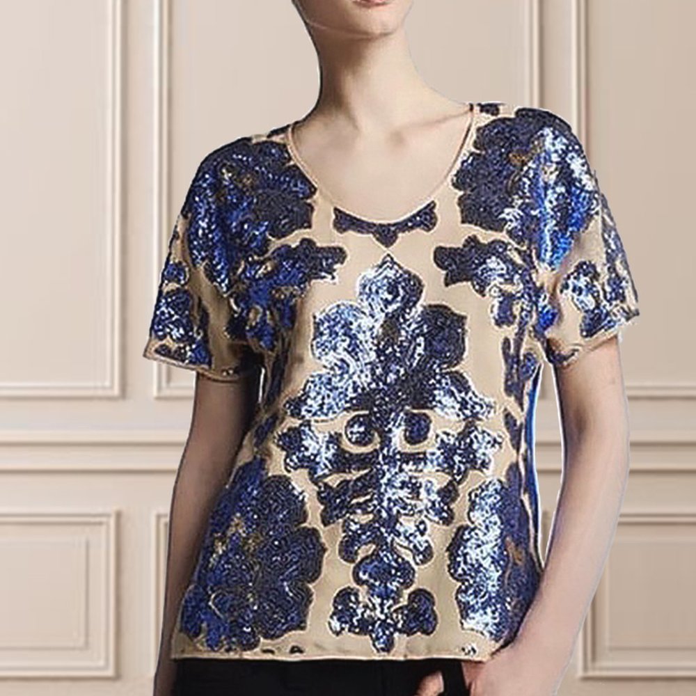 Neiman Marcus Tracy Reese Target Sequin Blouse XS